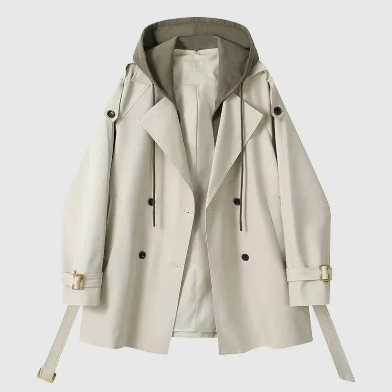 Grand Trench-coat Femme Grande Taille Capuche Ceinture Coton Style
