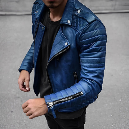 Blouson en cuir pour homme, style rétro, élégant