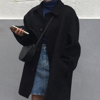 Veste femme élégante coupe ample en laine longueur hanches