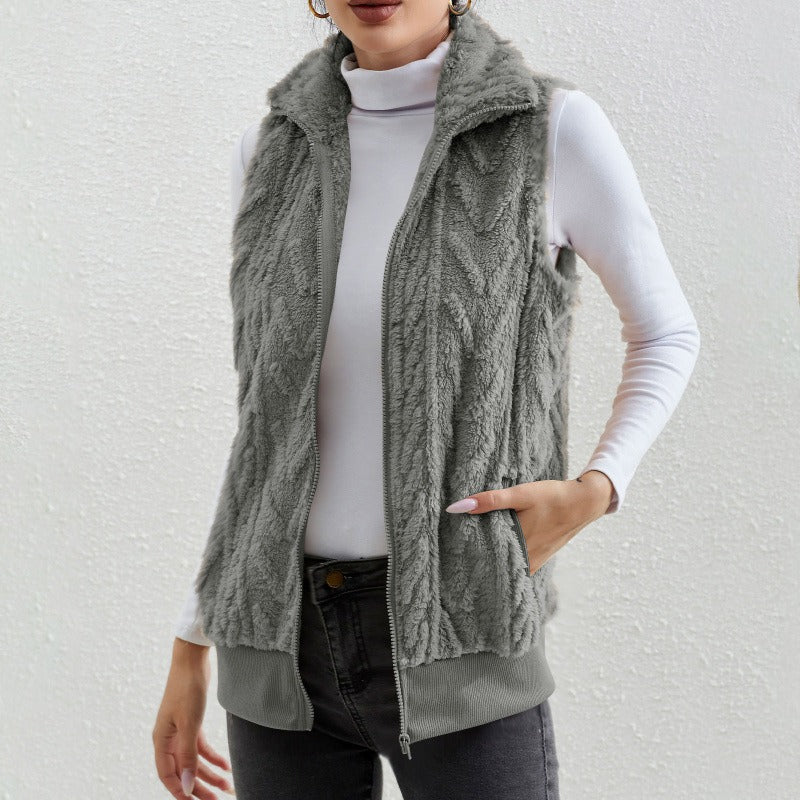 Robe sans manches en jacquard polaire à fermeture éclair