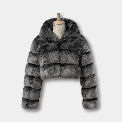 Manteau en fausse fourrure court Glamour Élégant