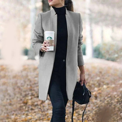 Manteau élégant pour femme, long, cintré, design élégant