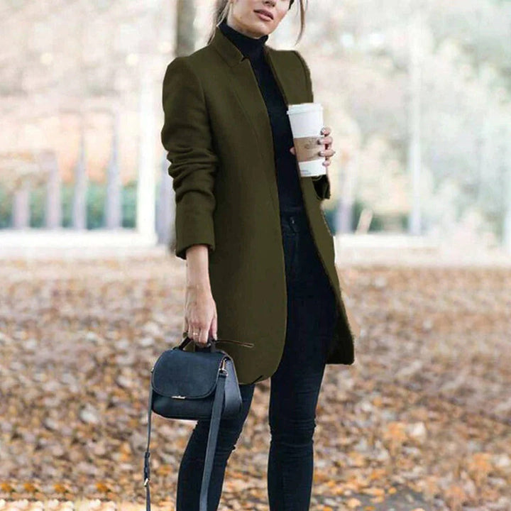Manteau élégant pour femme, long, cintré, design élégant