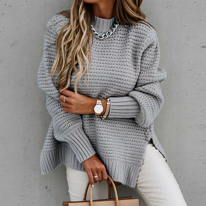 Écharpe Femme Pull Tricoté Confortable Col Rond Manches Longues