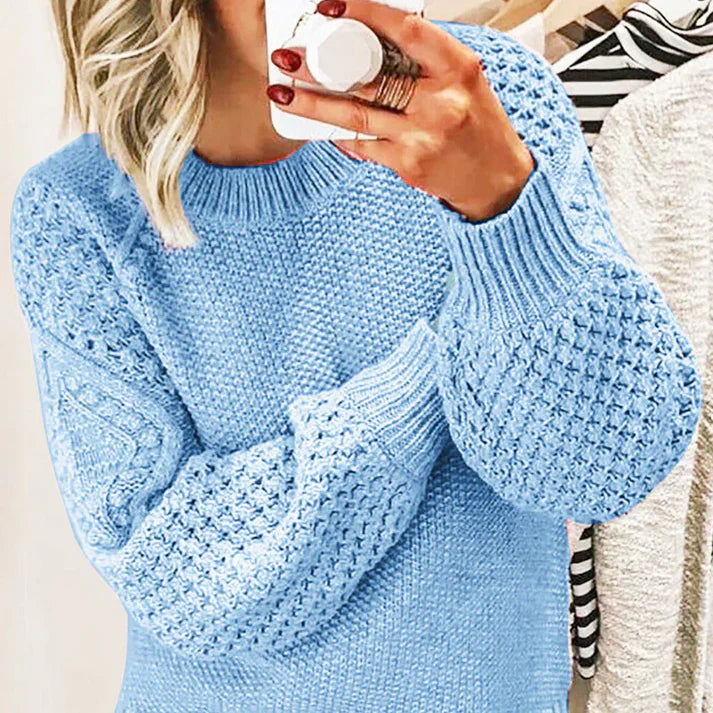 Grand pull en tricot de laine mélangée torsadée