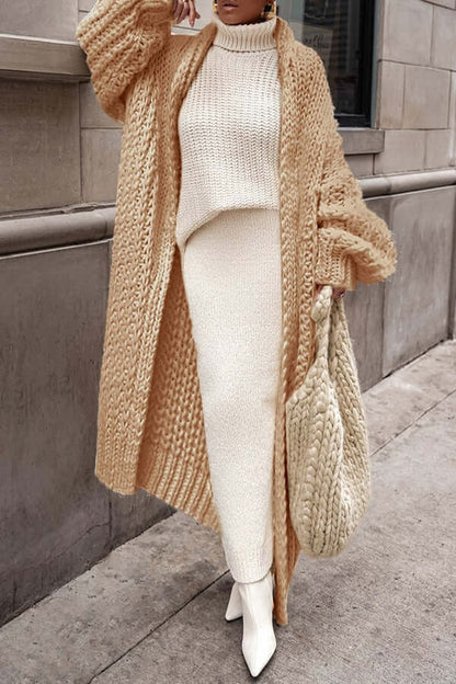 Cardigan oversize en grosse maille de laine long