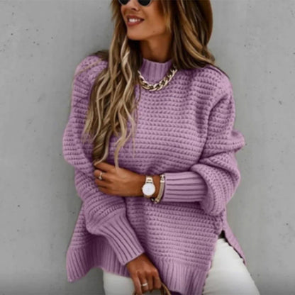 Écharpe Femme Pull Tricoté Confortable Col Rond Manches Longues