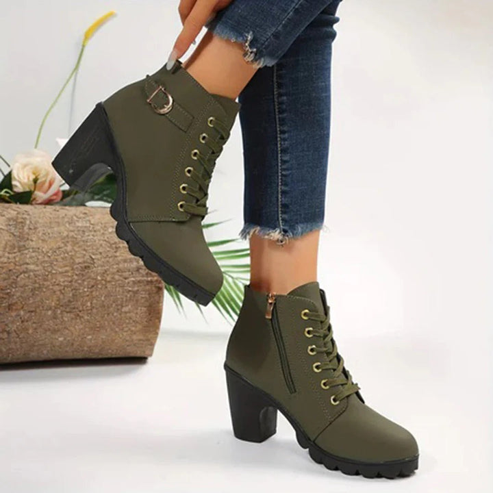 Bottes pour femmes, talon épais, à lacets