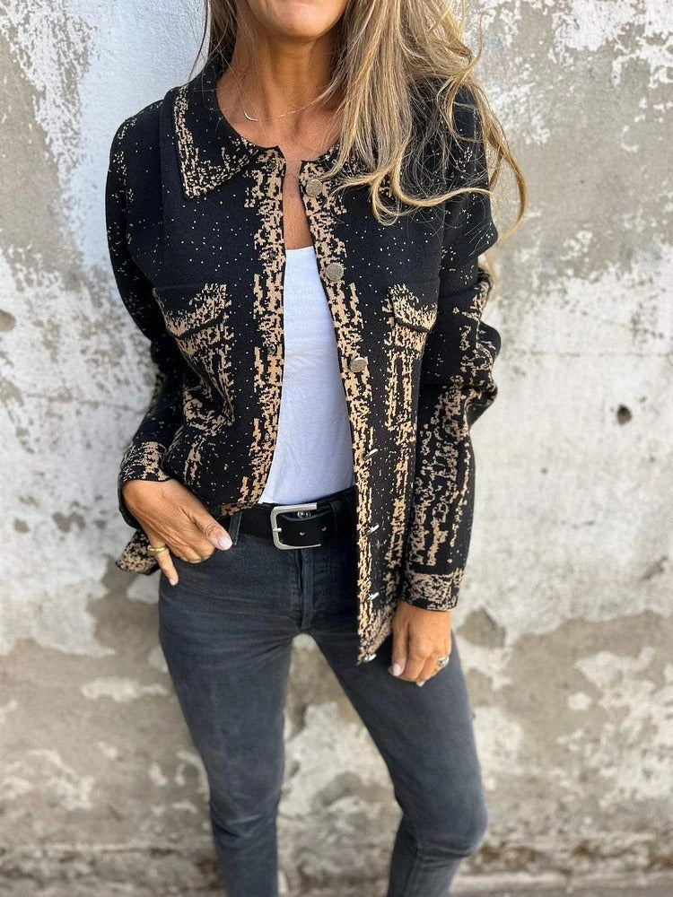 Gestricktes Kleid Wollmix Lässig Schnitt Metallknöpfe - IdealeKleiden