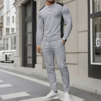 Tenue Homme : Pull Henley Slim Fit & Pantalon
