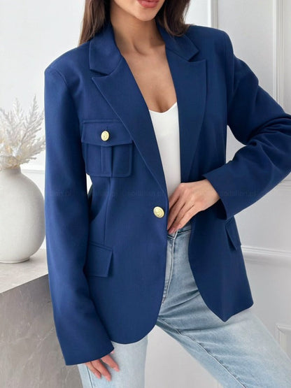 Blazer pour femme croisé manches longues mélange de laine élégant
