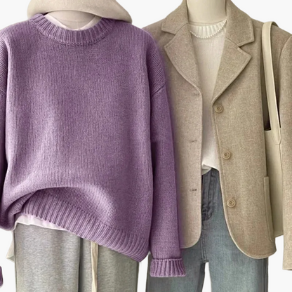 Ensemble rétro japonais - pull en maille et blazer