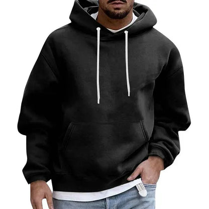 Sweat à capuche confortable pour homme Grande taille Coton doux Poche kangourou Capuche