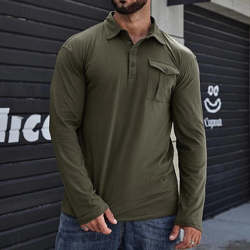 Chemise homme Slim Fit Manches longues Coton Col montant
