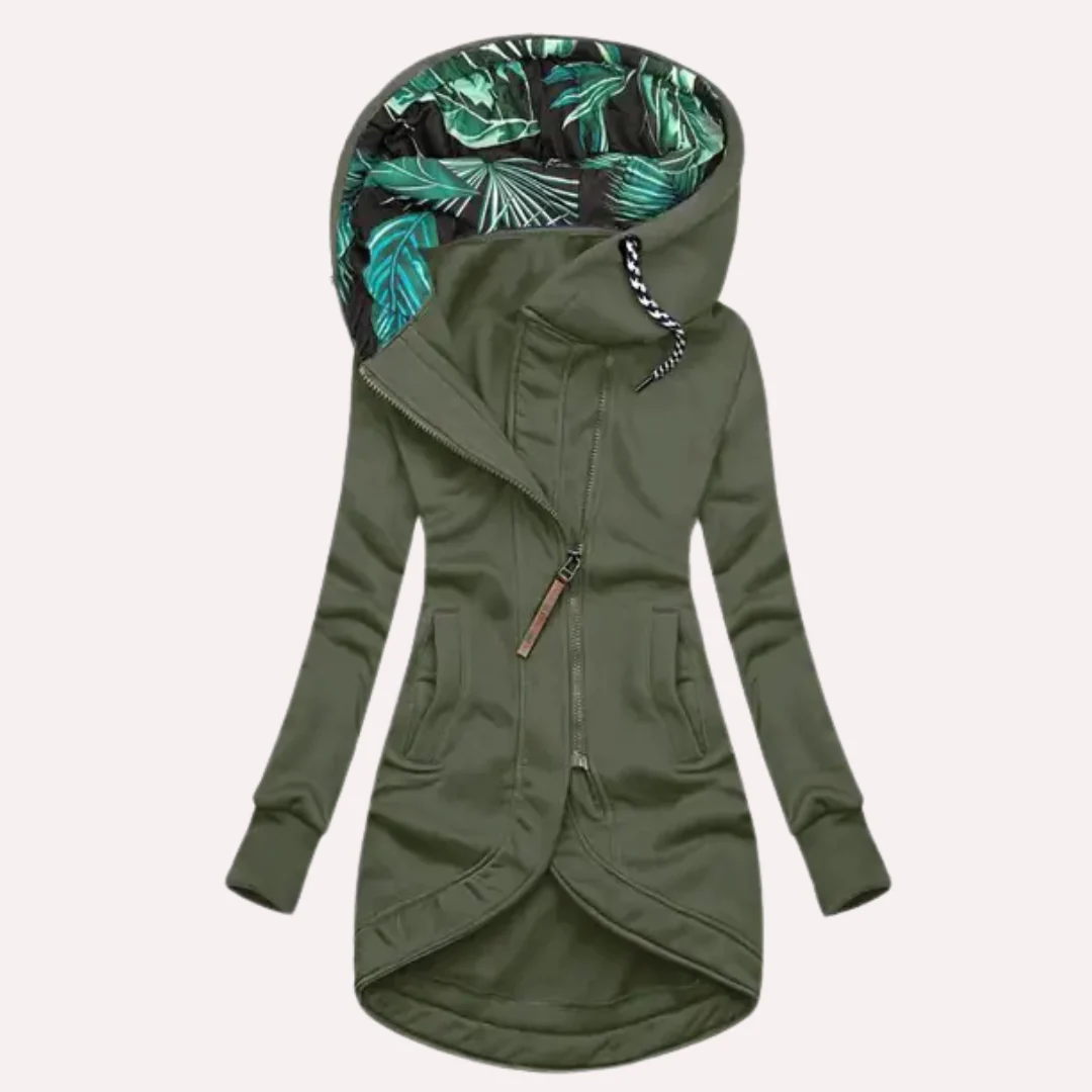 Veste polaire élégante Coupe ajustée Capuche Asymétrique
