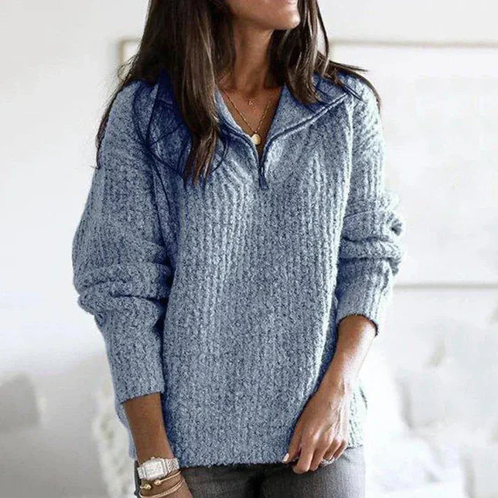 Pull en maille douce demi-zip femme