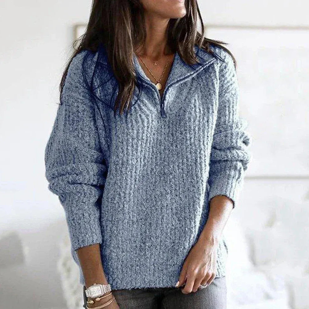 Pull en maille pour femme avec demi-zip