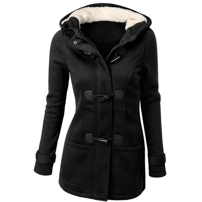 Manteau long en laine élégant avec capuche pour femme