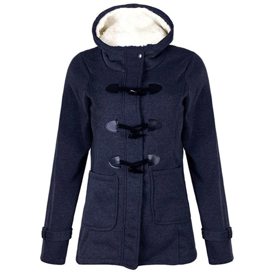 Manteau long en laine élégant avec capuche pour femme