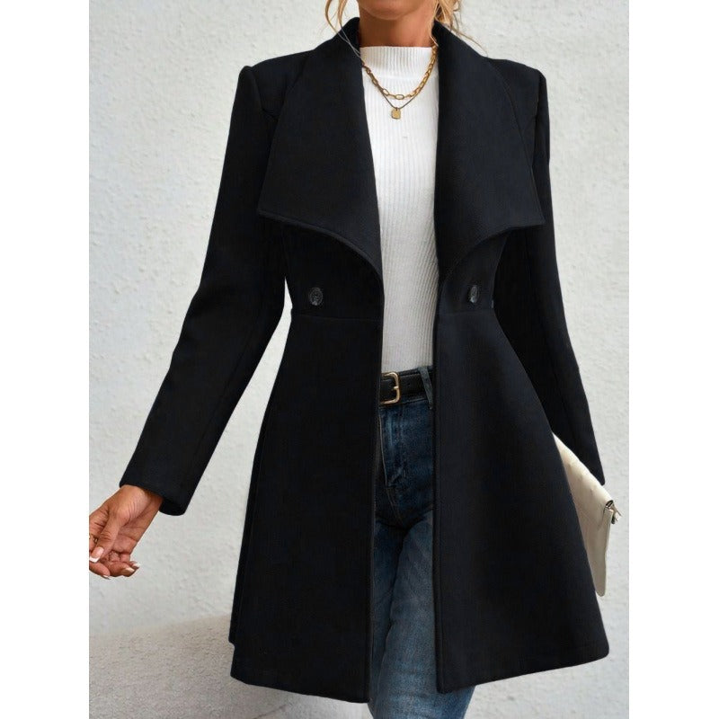 Élégant Manteau en Laine Slim Ajusté Classique