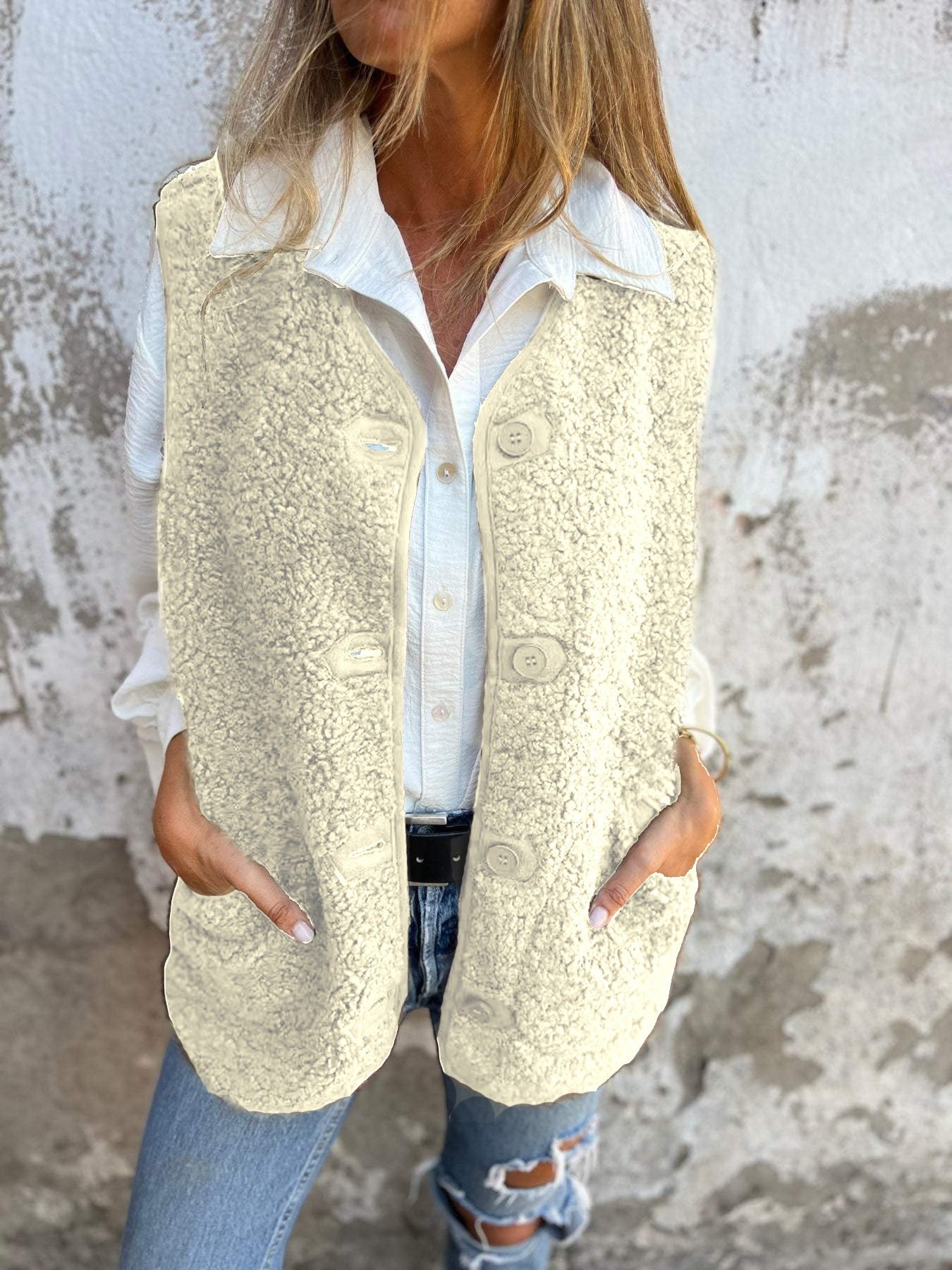 Weiche Lammfellfleece Kleidung Lockere Passform - IdealeKleiden