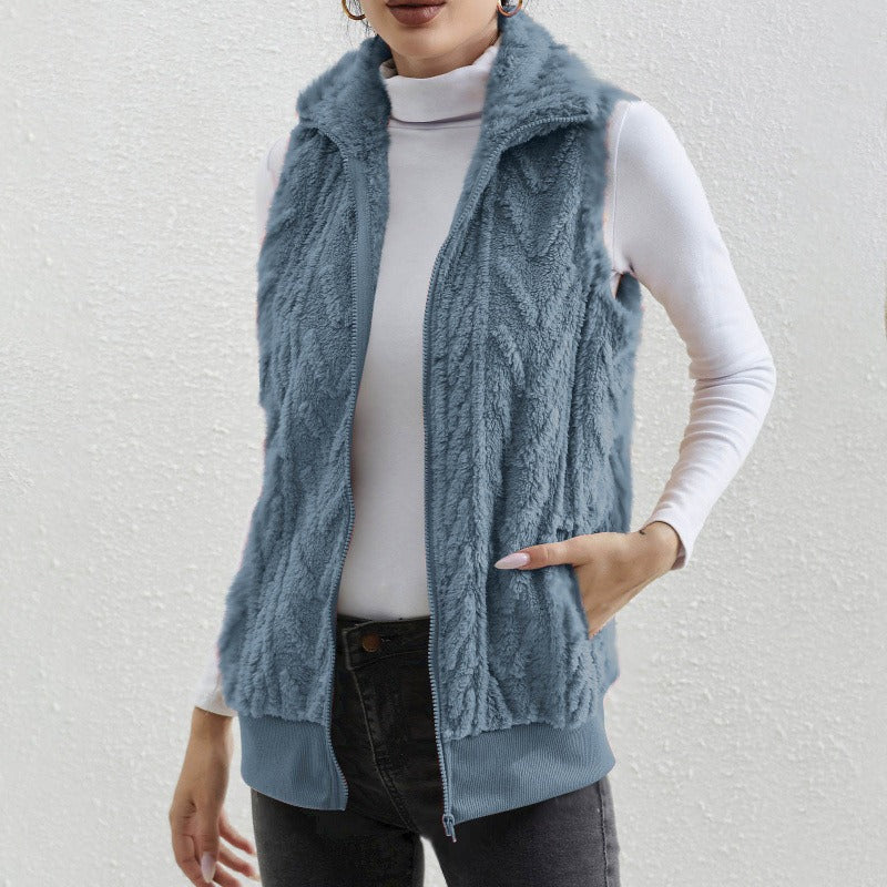 Robe sans manches en jacquard polaire à fermeture éclair