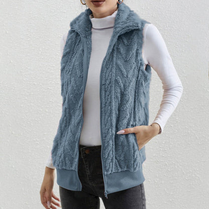 Robe sans manches en jacquard polaire à fermeture éclair