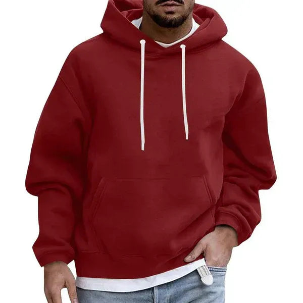 Sweat à capuche confortable pour homme Grande taille Coton doux Poche kangourou Capuche
