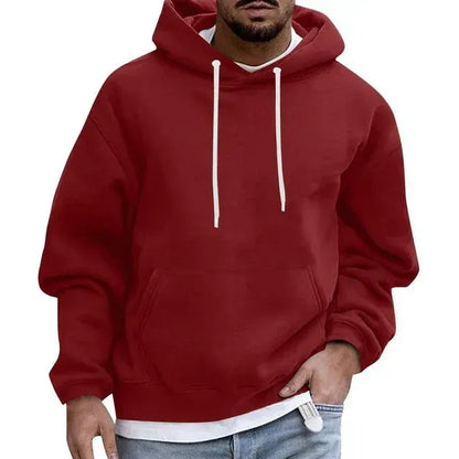 Sweat à capuche confortable pour homme Grande taille Coton doux Poche kangourou Capuche