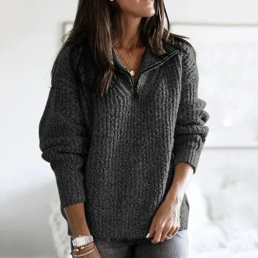 Pull en maille douce demi-zip femme