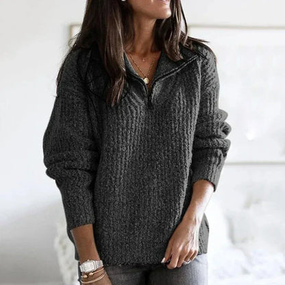 Pull en maille pour femme avec demi-zip