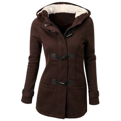 Manteau long à capuche et poches pour femme