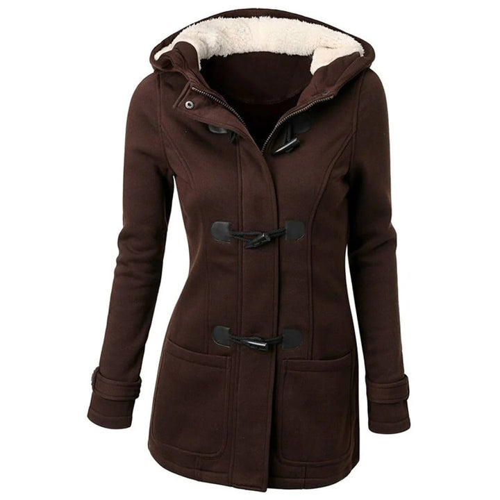 Manteau long en laine élégant avec capuche pour femme