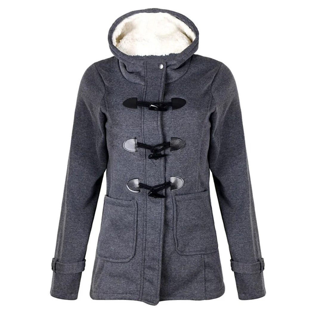 Manteau long à capuche et poches pour femme