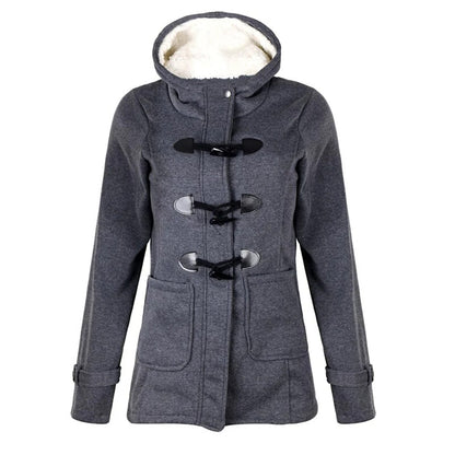 Manteau long en laine élégant avec capuche pour femme