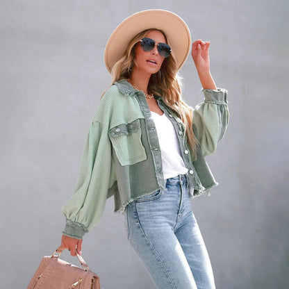 Robe tricot gaufré confortable courte franges