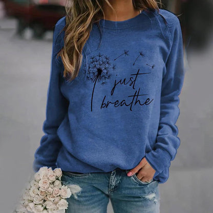 Haut à manches longues en coton confortable pour femme avec motif