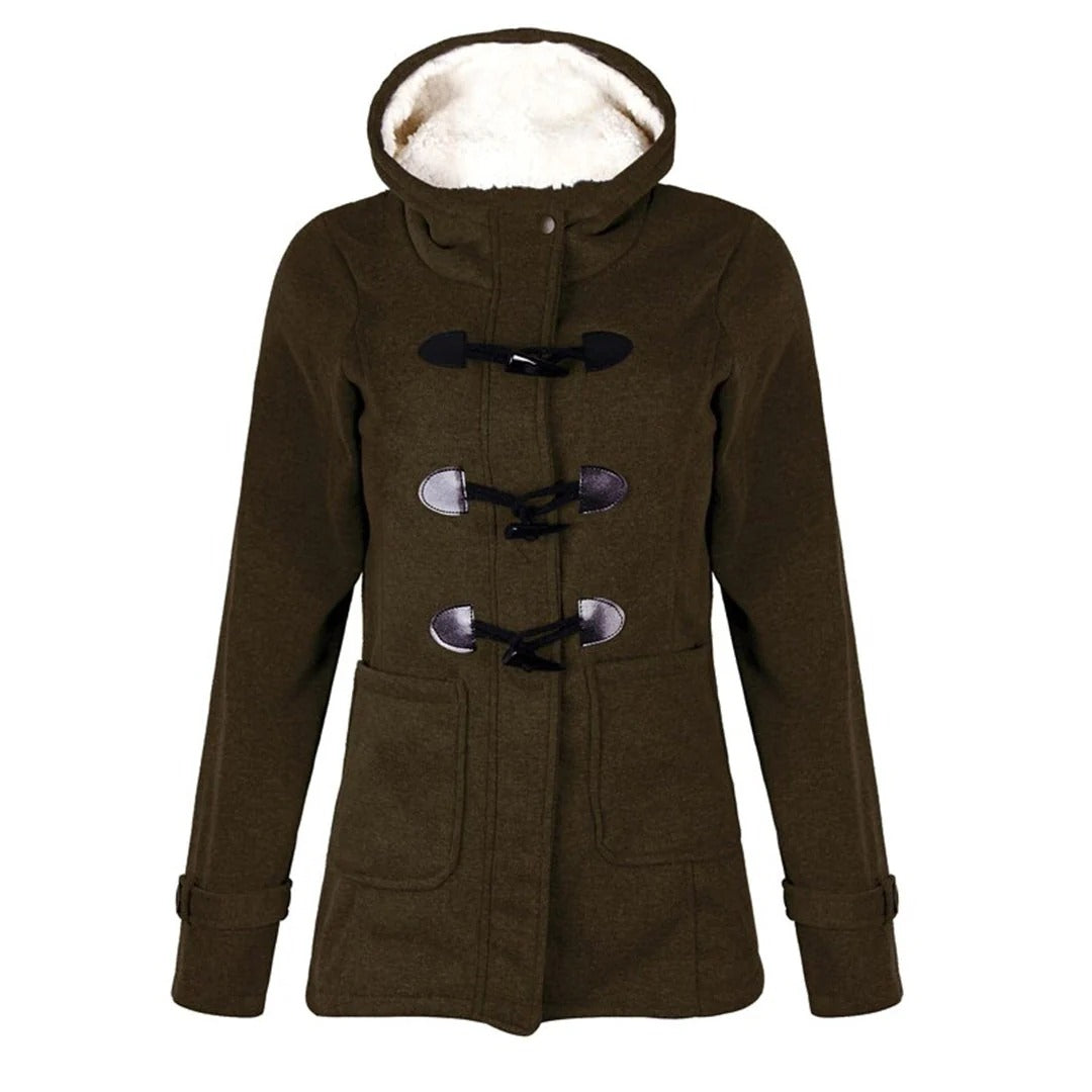 Manteau long à capuche et poches pour femme