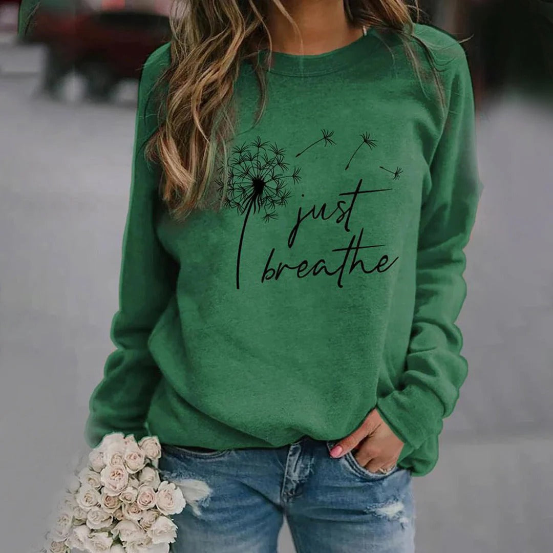 Haut à manches longues en coton confortable pour femme avec motif