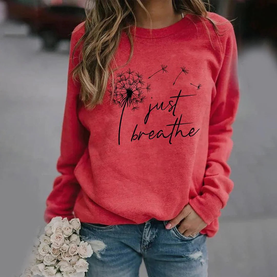 Haut à manches longues en coton confortable pour femme avec motif