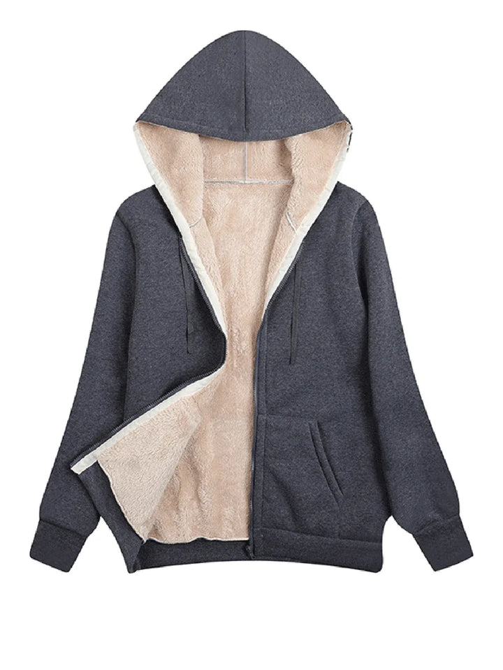 Veste polaire femme coupe décontractée capuche peluche
