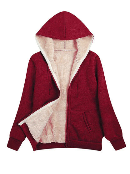 Veste polaire femme coupe décontractée capuche peluche