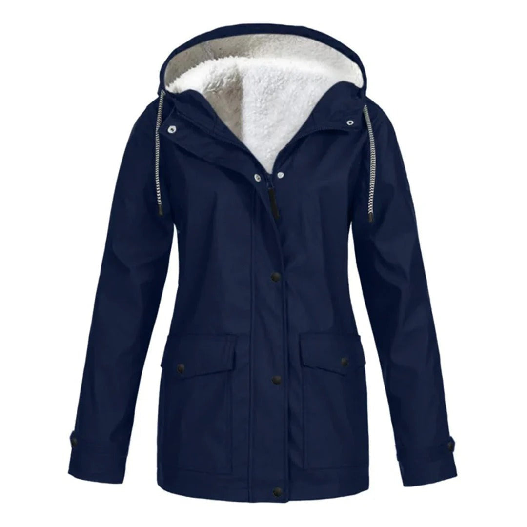 Veste coupe-vent avec capuche et doublure en fausse fourrure