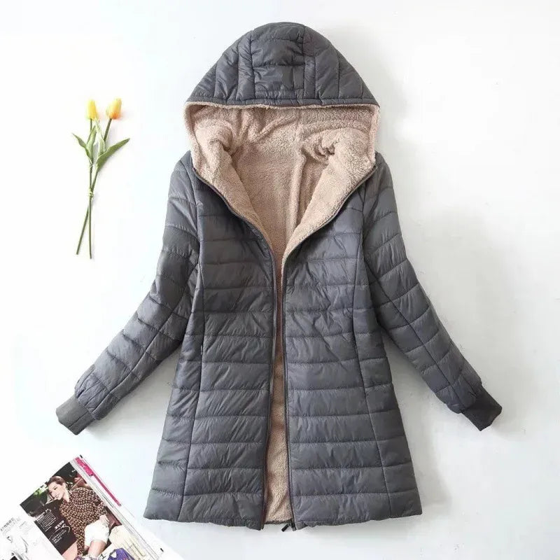 Robe chaude d'hiver doublée polaire à capuche