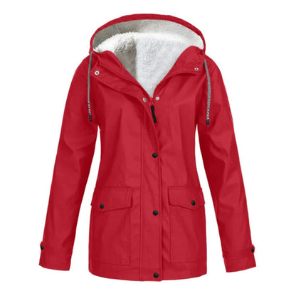 Veste coupe-vent avec capuche et doublure en fausse fourrure
