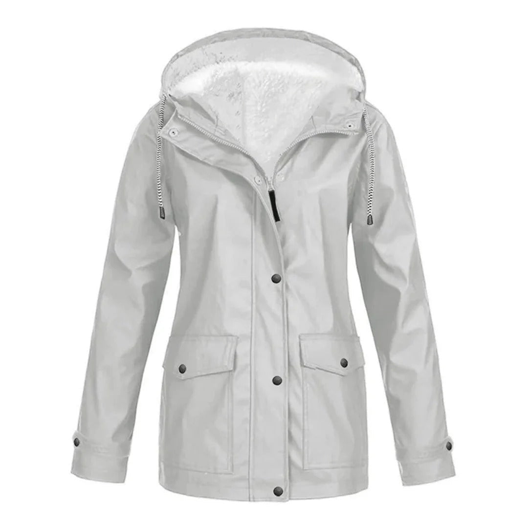 Veste coupe-vent avec capuche et doublure en fausse fourrure