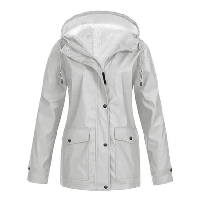 Veste coupe-vent avec capuche et doublure en fausse fourrure