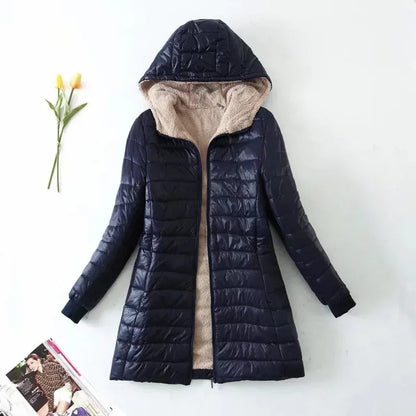 Praktische Winterjacke Gefüttert Wasserabweisend Mit Kapuze - IdealeKleiden