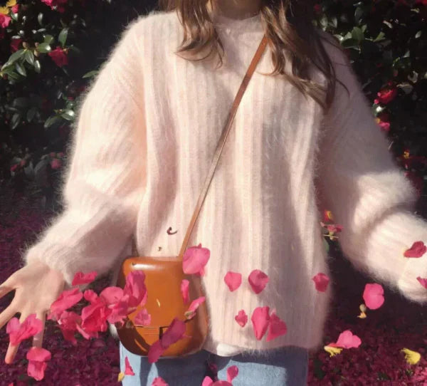 Pull oversize en mohair mélangé à col rond