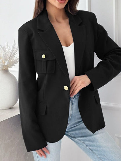Blazer pour femme croisé manches longues mélange de laine élégant